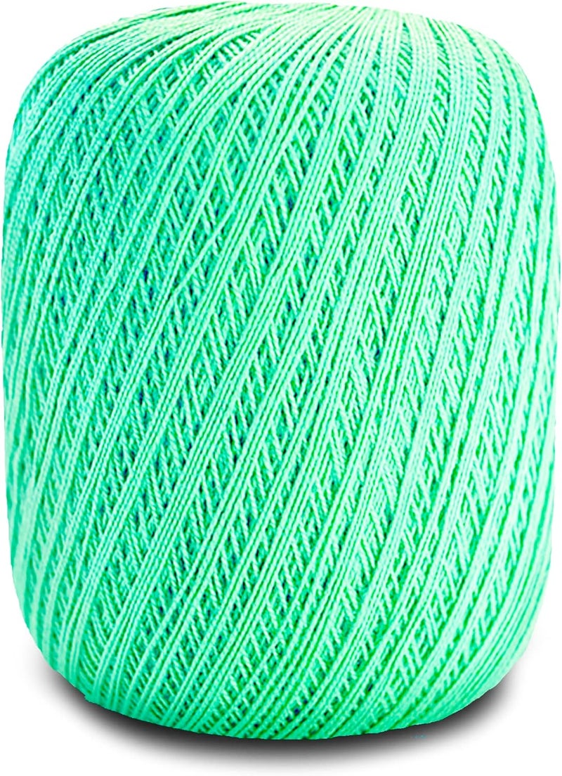 CRCULO Circulo Clea Yarn – Crochet Thread Fine Size 10-8/2 Perfect for Weaving - 100% Mercerized Brazilian Cotton (Pack of 1 Ball) – 5.3 oz, 1094 yds - Color: 5743 - Neo Mint - Image 2